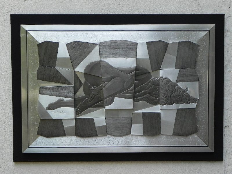 I Like Mike's Mid Century Modern Wall Decor & Art Large Silver Metal Sculpture Wall Hanging - Reclining Woman