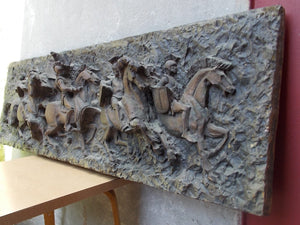 I Like Mike's Mid-Century Modern Wall Decor & Art Large Vanguard Roman Soldiers Horses Battle Wall Sculpture