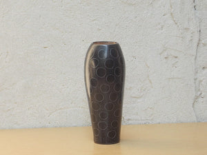 I Like Mike's Mid-Century Modern Wall Decor & Art Medium Modern Black Clay Pottery Vase with Circles