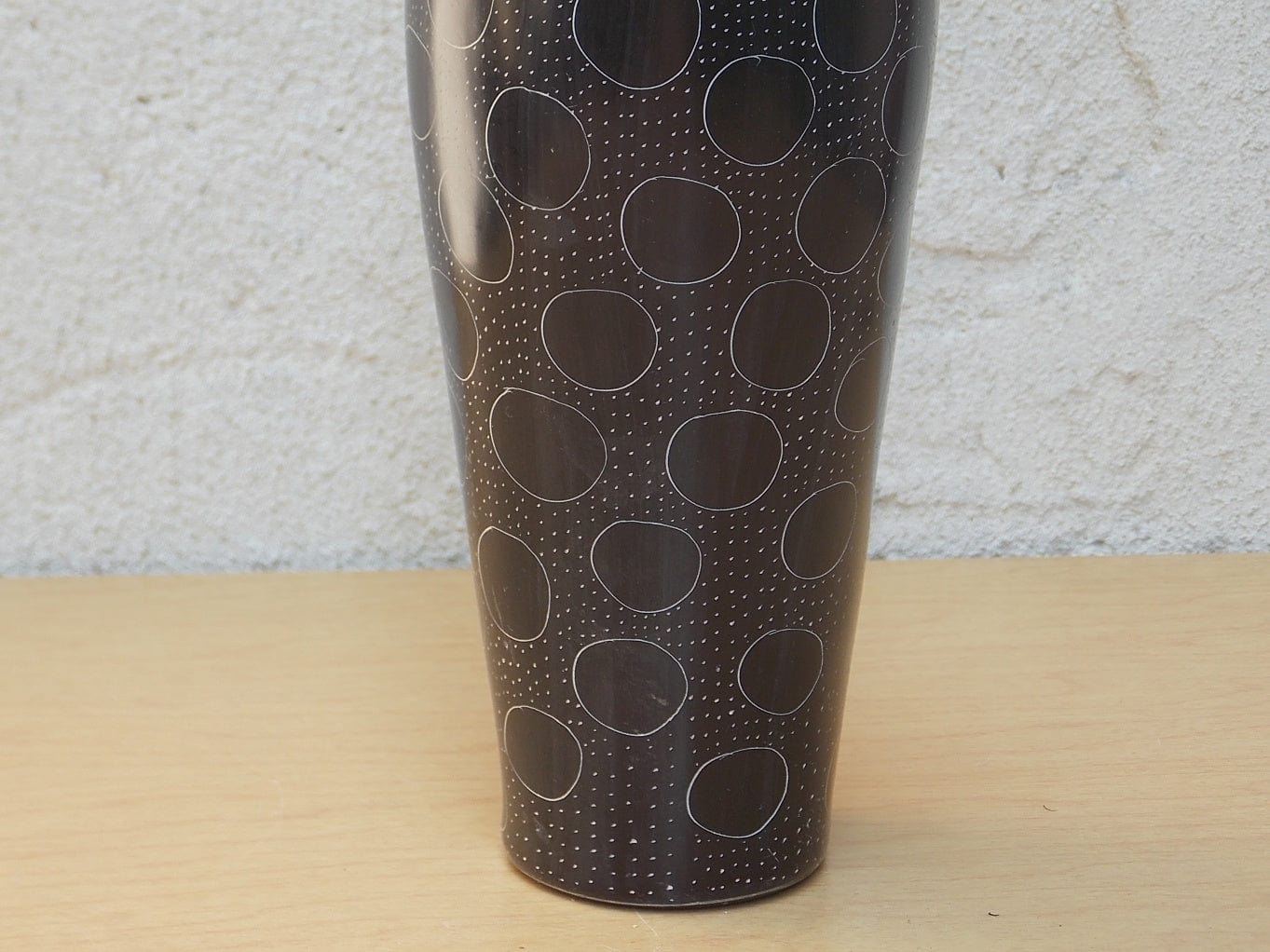 I Like Mike's Mid-Century Modern Wall Decor & Art Medium Modern Black Clay Pottery Vase with Circles