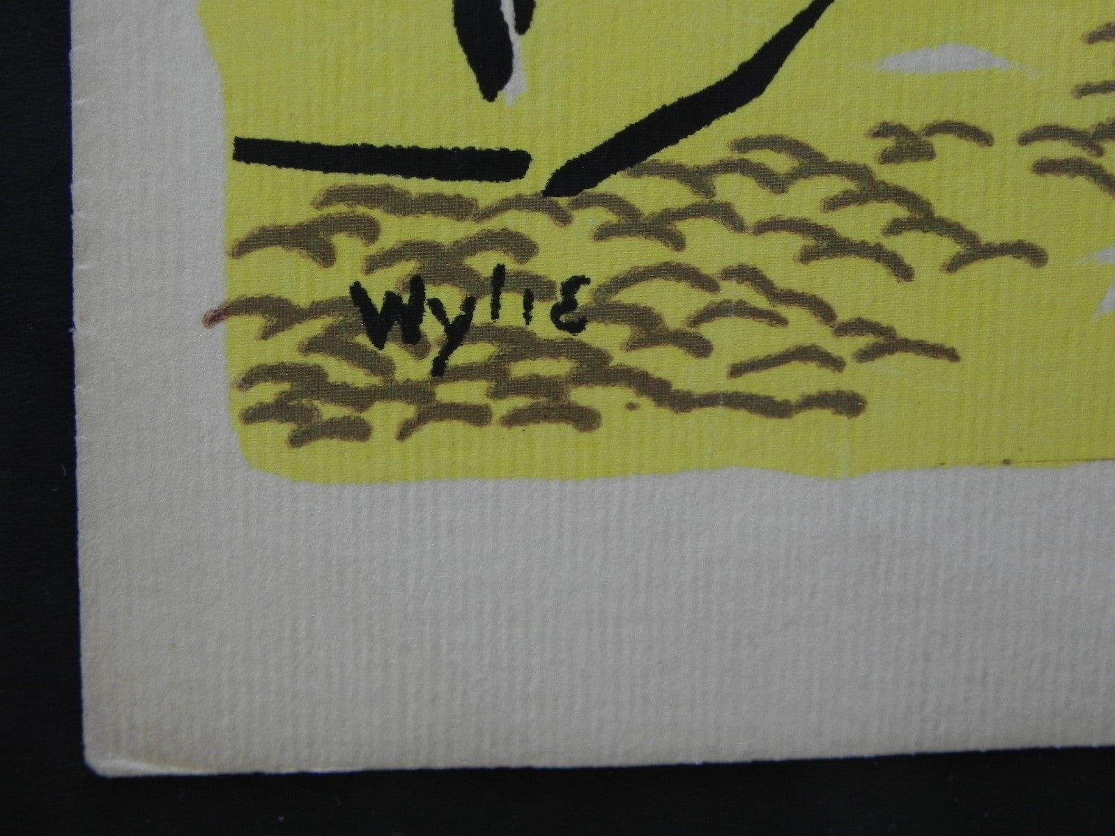 I Like Mike's Mid Century Modern Wall Decor & Art Mid-Century Lithograph by Wylie Newly Framed-Street Scene with Café, Truck & Front Fountain, Brown & Yellow (a)