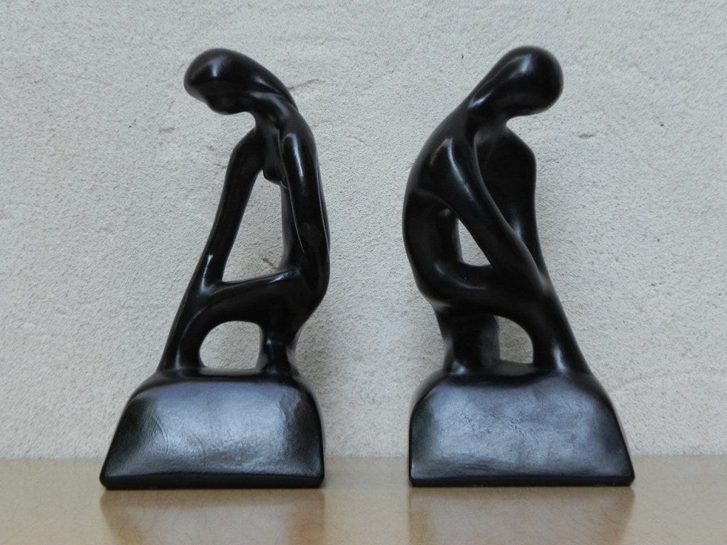 I Like Mike's Mid Century Modern Wall Decor & Art Modern Black Ceramic Male Female Sculpture Bookends