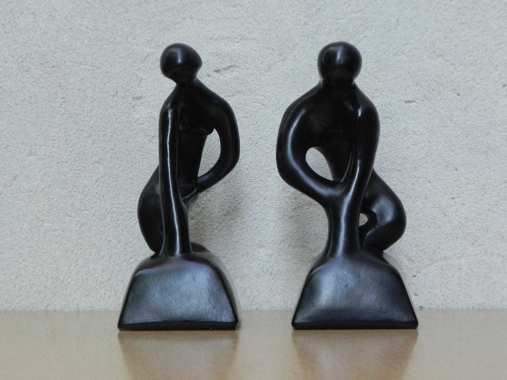 I Like Mike's Mid Century Modern Wall Decor & Art Modern Black Ceramic Male Female Sculpture Bookends