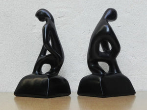 I Like Mike's Mid Century Modern Wall Decor & Art Modern Black Ceramic Male Female Sculpture Bookends