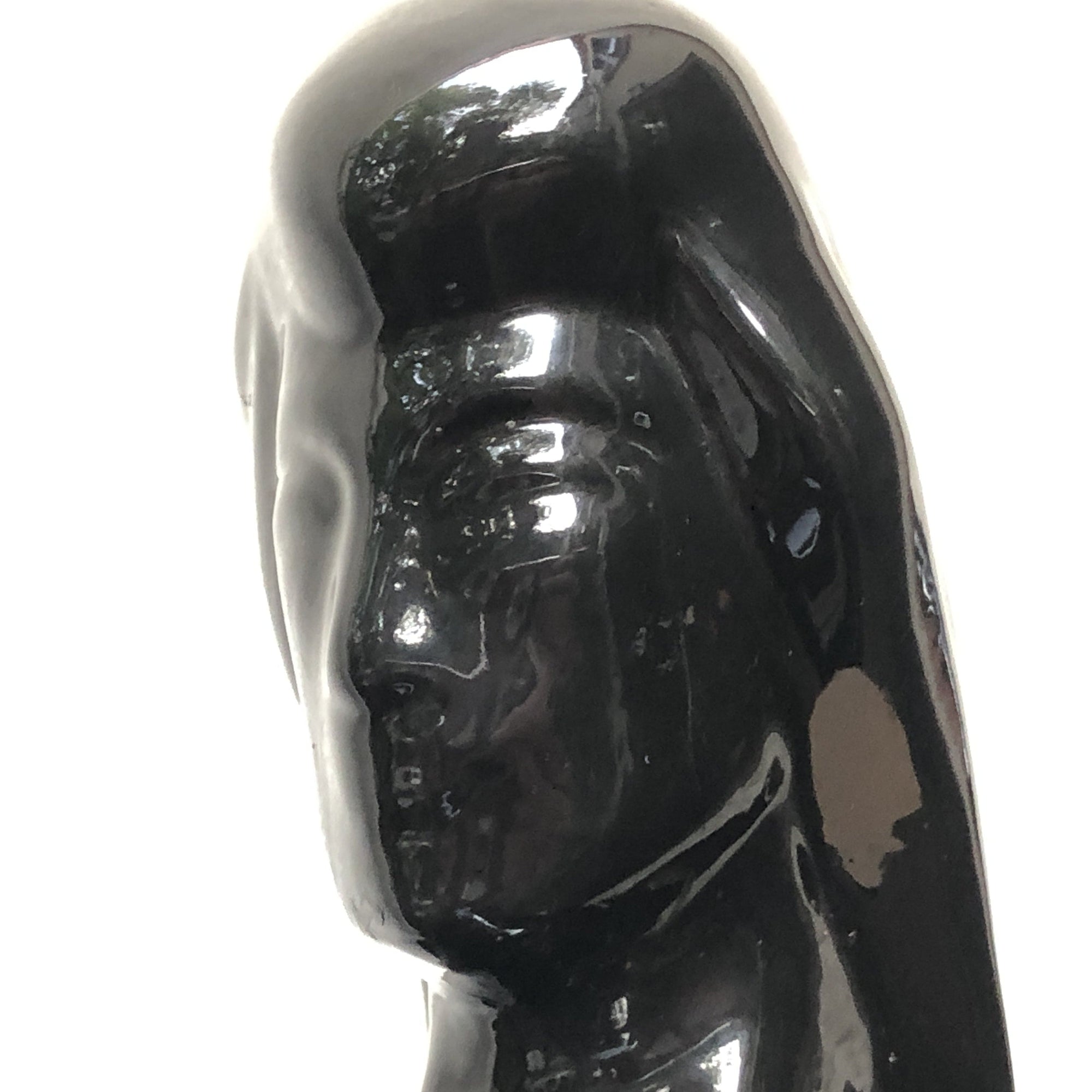 I Like Mike's Mid Century Modern Wall Decor & Art Neo Deco Black Ceramic Man & Woman Table Sculptures, 1980's