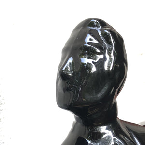 I Like Mike's Mid Century Modern Wall Decor & Art Neo Deco Black Ceramic Man & Woman Table Sculptures, 1980's
