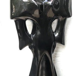 I Like Mike's Mid Century Modern Wall Decor & Art Neo Deco Black Ceramic Man & Woman Table Sculptures, 1980's