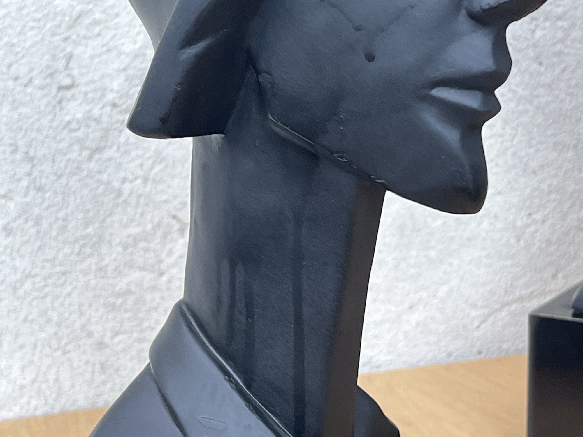 I Like Mike's Mid Century Modern Wall Decor & Art Neo Deco Pair Black Ceramic Man & Woman by David Fisher for Austin Productions, 1988