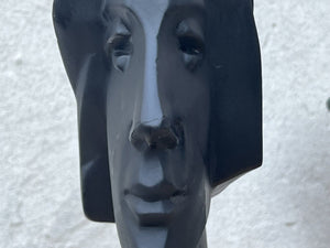 I Like Mike's Mid Century Modern Wall Decor & Art Neo Deco Pair Black Ceramic Man & Woman by David Fisher for Austin Productions, 1988