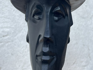 I Like Mike's Mid Century Modern Wall Decor & Art Neo Deco Pair Black Ceramic Man & Woman by David Fisher for Austin Productions, 1988
