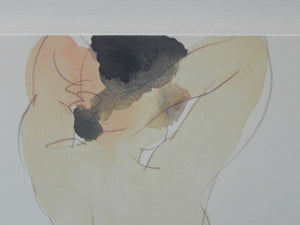 I Like Mike's Mid Century Modern Wall Decor & Art Nude Japanese Watercolor Series Framed in Shadow Box, Linderas