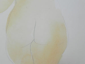 I Like Mike's Mid Century Modern Wall Decor & Art Nude Japanese Watercolor Series Framed in Shadow Box, Linderas