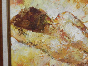 I Like Mike's Mid Century Modern Wall Decor & Art Nude Reclining in Yellows and Oranges, Oil on Canvas