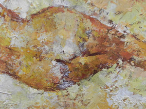 I Like Mike's Mid Century Modern Wall Decor & Art Nude Reclining in Yellows and Oranges, Oil on Canvas