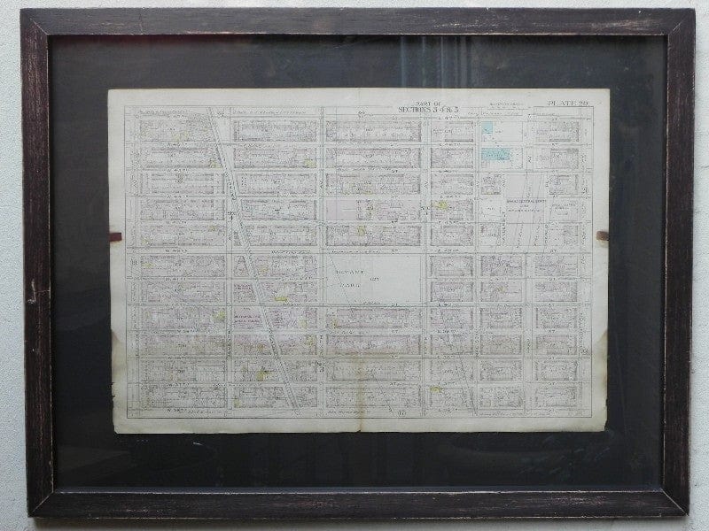 I Like Mike's Mid Century Modern Wall Decor & Art Old Manhattan Map, Framed, Bryant Park Area, Bromley Atlas City of New York 1897