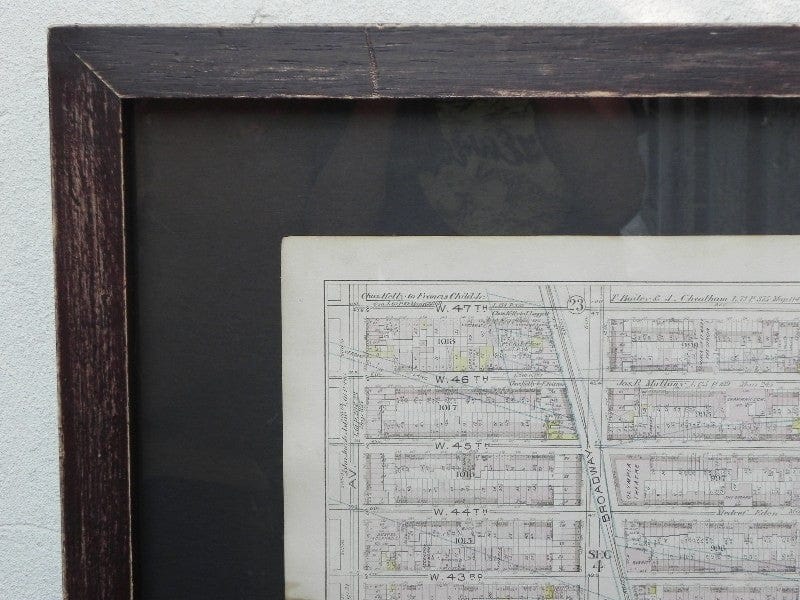 I Like Mike's Mid Century Modern Wall Decor & Art Old Manhattan Map, Framed, Bryant Park Area, Bromley Atlas City of New York 1897