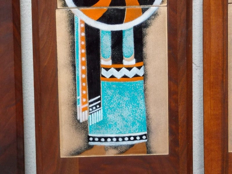 I Like Mike's Mid-Century Modern Wall Decor & Art Orange & Aqua Blue Enameled Roman - Greco / Greek / Grecian / Etruscan Wall Hangings