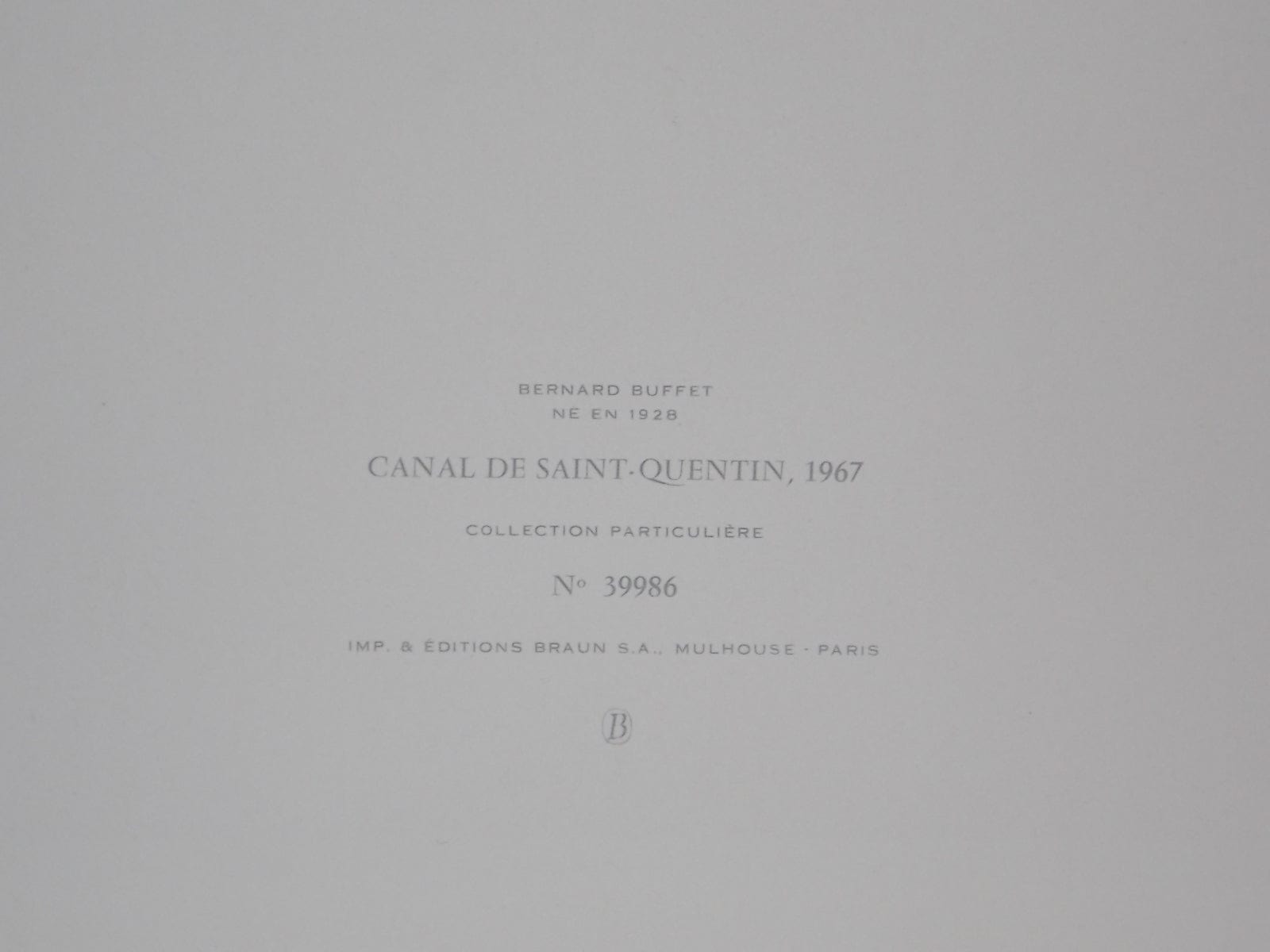 I Like Mike's Mid-Century Modern Wall Decor & Art Original Print Canal de San Quentin by Bernard Buffet 1967, Unframed