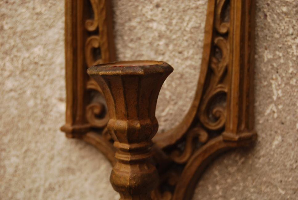 I Like Mike's Mid-Century Modern Wall Decor & Art Ornate Sconce Mirror Shelf Set by Syroco
