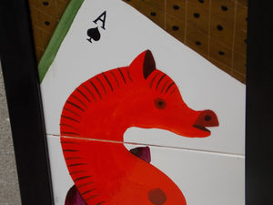I Like Mike's Mid-Century Modern Wall Decor & Art Pair Black & Red Chess Ceramic Tile Wall Hangings - Game Room Decor