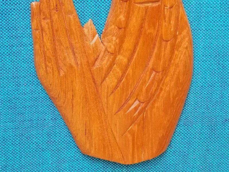 I Like Mike's Mid-Century Modern Wall Decor & Art Pair Carved Teak and Blue Asian Wall Hangings