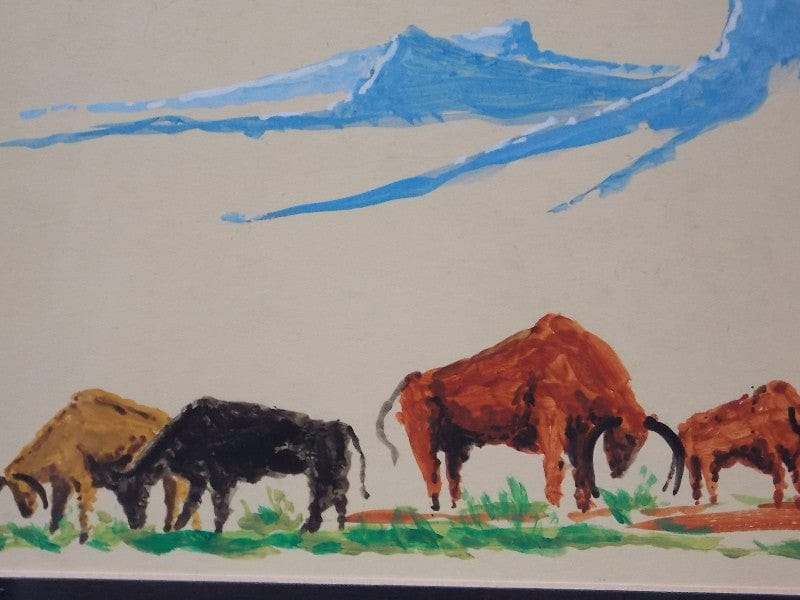 I Like Mike's Mid-Century Modern Wall Decor & Art Pair Original African Village Scenes Original Signed Paintings