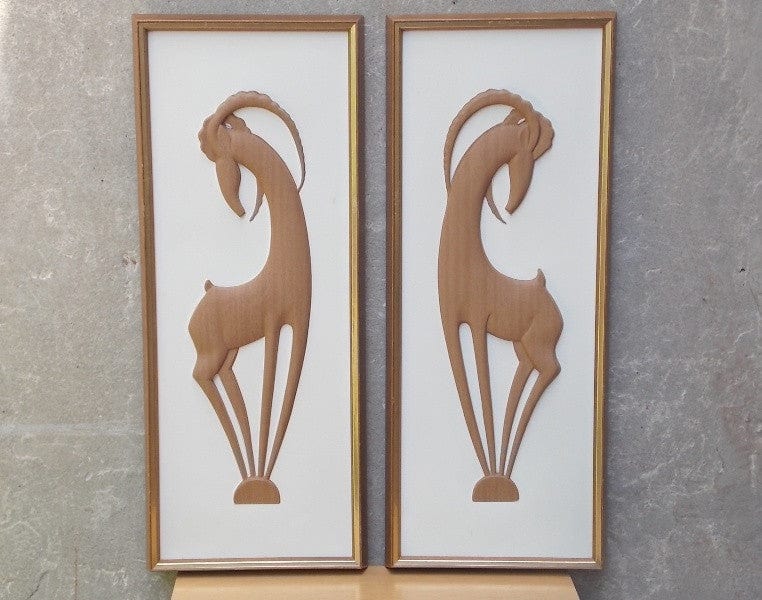I Like Mike's Mid-Century Modern Wall Decor & Art Pair Turner Gazelle Relief Wall Hangings