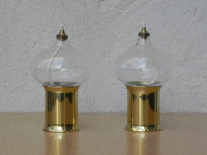 I Like Mike's Mid-Century Modern Wall Decor & Art Pair Vintage Glass Brass Danish Oil Lamps, New In Box