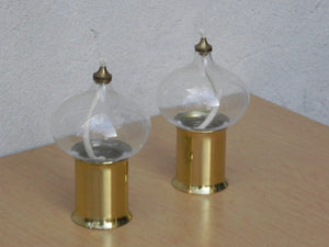 I Like Mike's Mid-Century Modern Wall Decor & Art Pair Vintage Glass Brass Danish Oil Lamps, New In Box