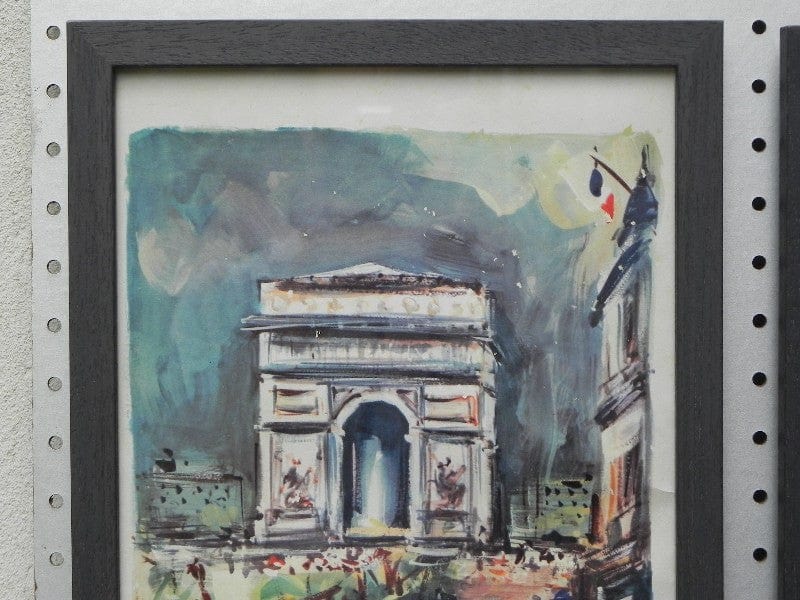 I Like Mike's Mid Century Modern Wall Decor & Art Pair Vintage Lithos of Paris By Marius Girardo, Newly Framed