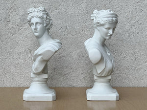 I Like Mike's Mid Century Modern Wall Decor & Art Pair White Classical Busts, Male and Female