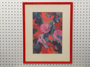 I Like Mike's Mid-Century Modern Wall Decor & Art Red Floral Framed Mid Century Print By Ernst Wilhelm Nay - "Amulet" 1957