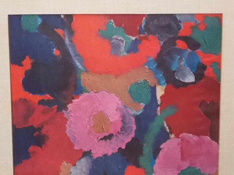 I Like Mike's Mid-Century Modern Wall Decor & Art Red Floral Framed Mid Century Print By Ernst Wilhelm Nay - "Amulet" 1957