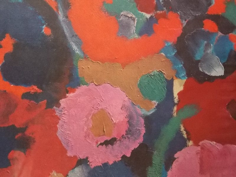 I Like Mike's Mid-Century Modern Wall Decor & Art Red Floral Framed Mid Century Print By Ernst Wilhelm Nay - "Amulet" 1957