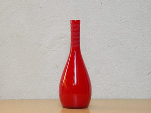 I Like Mike's Mid Century Modern Wall Decor & Art Red Medium Glass Mikasa Vase, Tall Neck Genie Bottle Shape