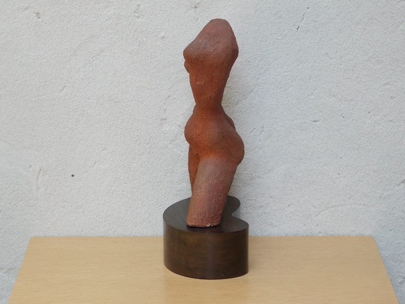 I Like Mike's Mid Century Modern Wall Decor & Art Red Stone Female Torso Sculpture on Walnut Base