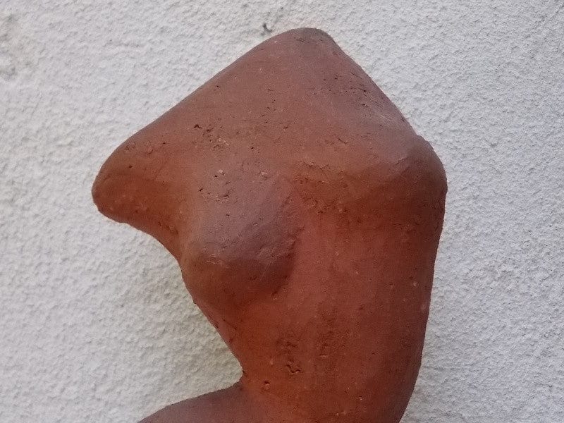 I Like Mike's Mid Century Modern Wall Decor & Art Red Stone Female Torso Sculpture on Walnut Base