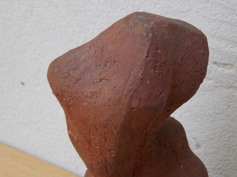 I Like Mike's Mid Century Modern Wall Decor & Art Red Stone Female Torso Sculpture on Walnut Base