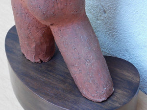 I Like Mike's Mid Century Modern Wall Decor & Art Red Stone Female Torso Sculpture on Walnut Base