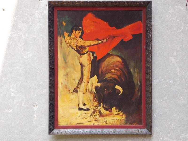 I Like Mike's Mid-Century Modern Wall Decor & Art Rico Tomaso Matador Bullfight Framed Print on Board