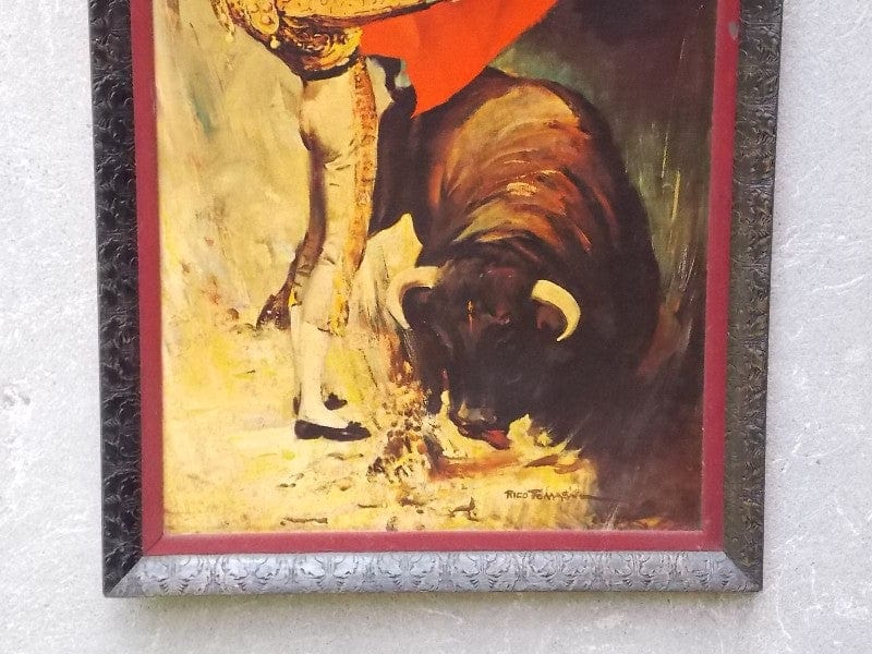 I Like Mike's Mid-Century Modern Wall Decor & Art Rico Tomaso Matador Bullfight Framed Print on Board
