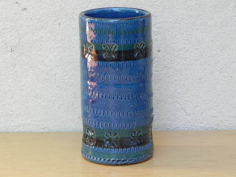 I Like Mike's Mid Century Modern Wall Decor & Art Rimini Blue Bitossi Cylinder Vase from Italy