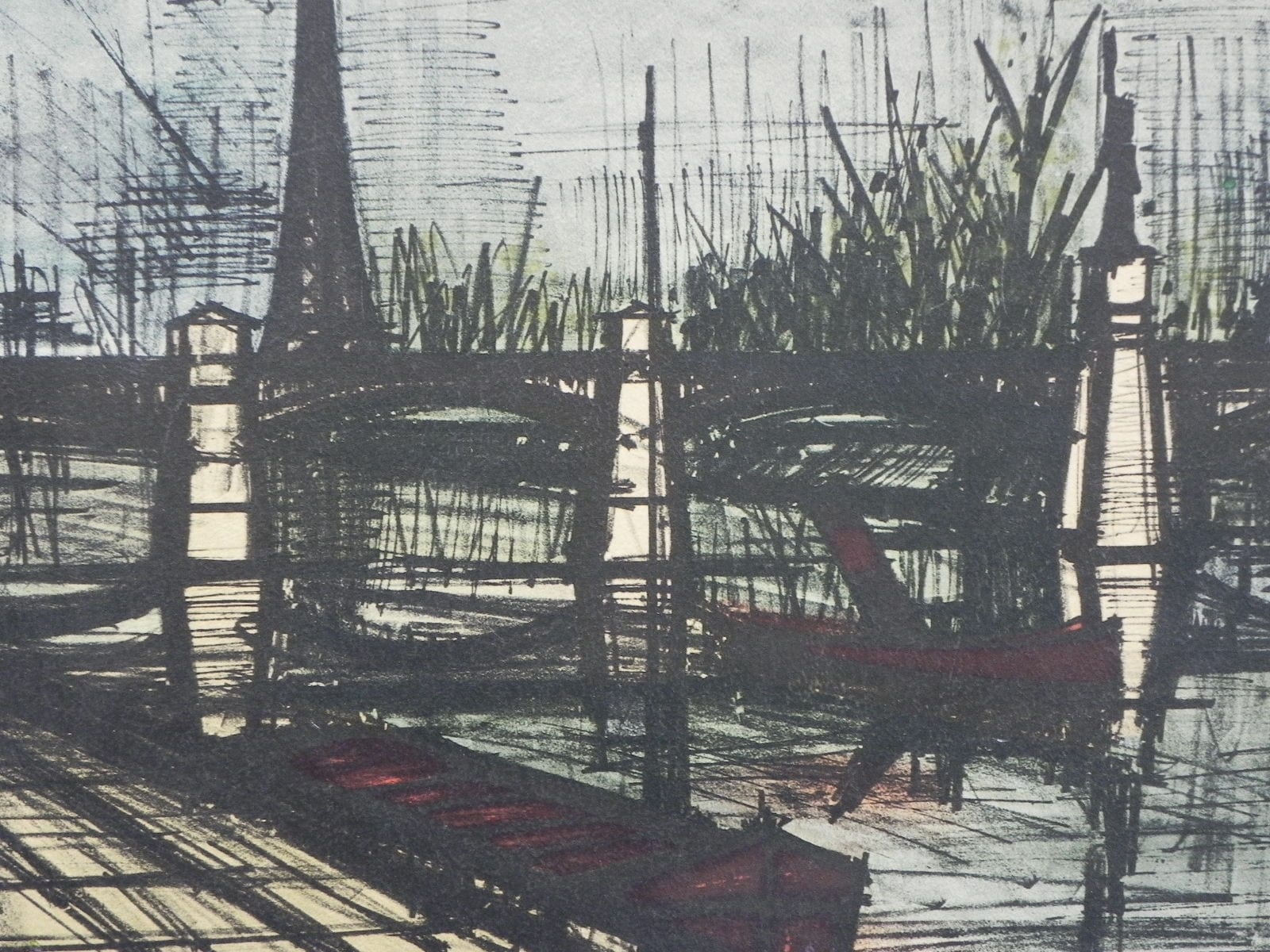 I Like Mike's Mid Century Modern Wall Decor & Art River Seine and Tour Eiffel by Bernard Buffet, Framed, Mid Century