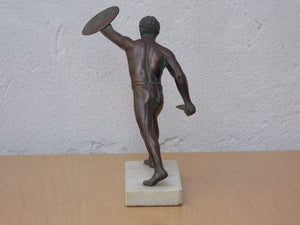 I Like Mike's Mid-Century Modern Wall Decor & Art Roman Warrior Brass Table Sculpture Statue on Marble Base