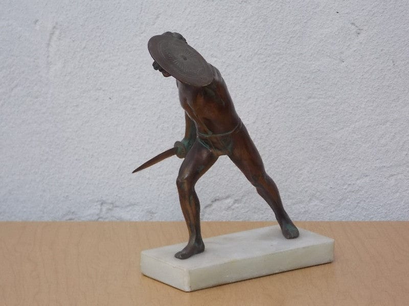 I Like Mike's Mid-Century Modern Wall Decor & Art Roman Warrior Brass Table Sculpture Statue on Marble Base