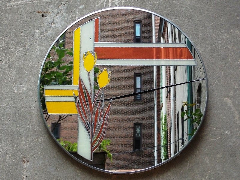 I Like Mike's Mid-Century Modern Wall Decor & Art Round Picture Mirror with Tulips by Turner Wall Accessories