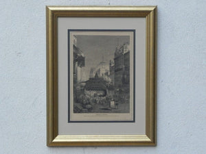 I Like Mike's Mid Century Modern Wall Decor & Art Rudolf Cronau Drawing of New York street from 1880's, Print from German Newspaper