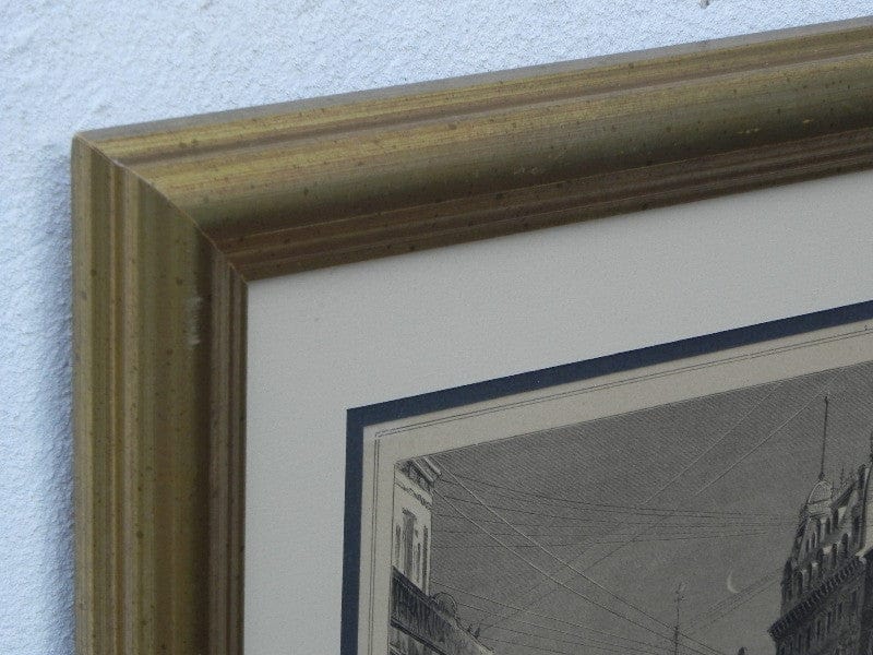 I Like Mike's Mid Century Modern Wall Decor & Art Rudolf Cronau Drawing of New York street from 1880's, Print from German Newspaper