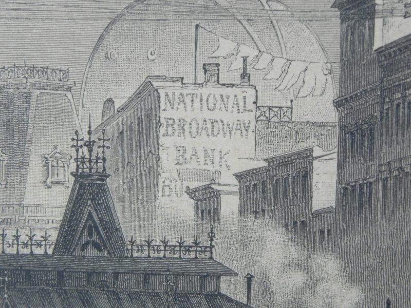 I Like Mike's Mid Century Modern Wall Decor & Art Rudolf Cronau Drawing of New York street from 1880's, Print from German Newspaper