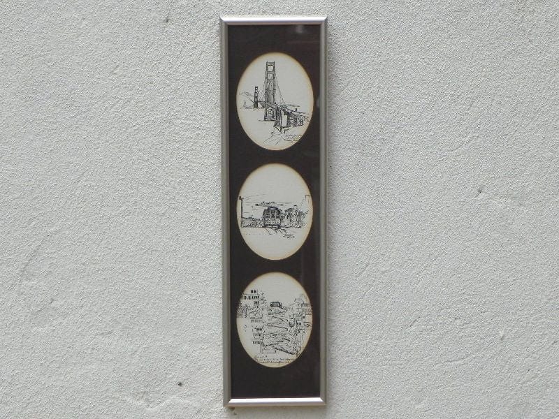 I Like Mike's Mid-Century Modern Wall Decor & Art San Francisco Trio Thin Wall Hanging Signed by Artist
